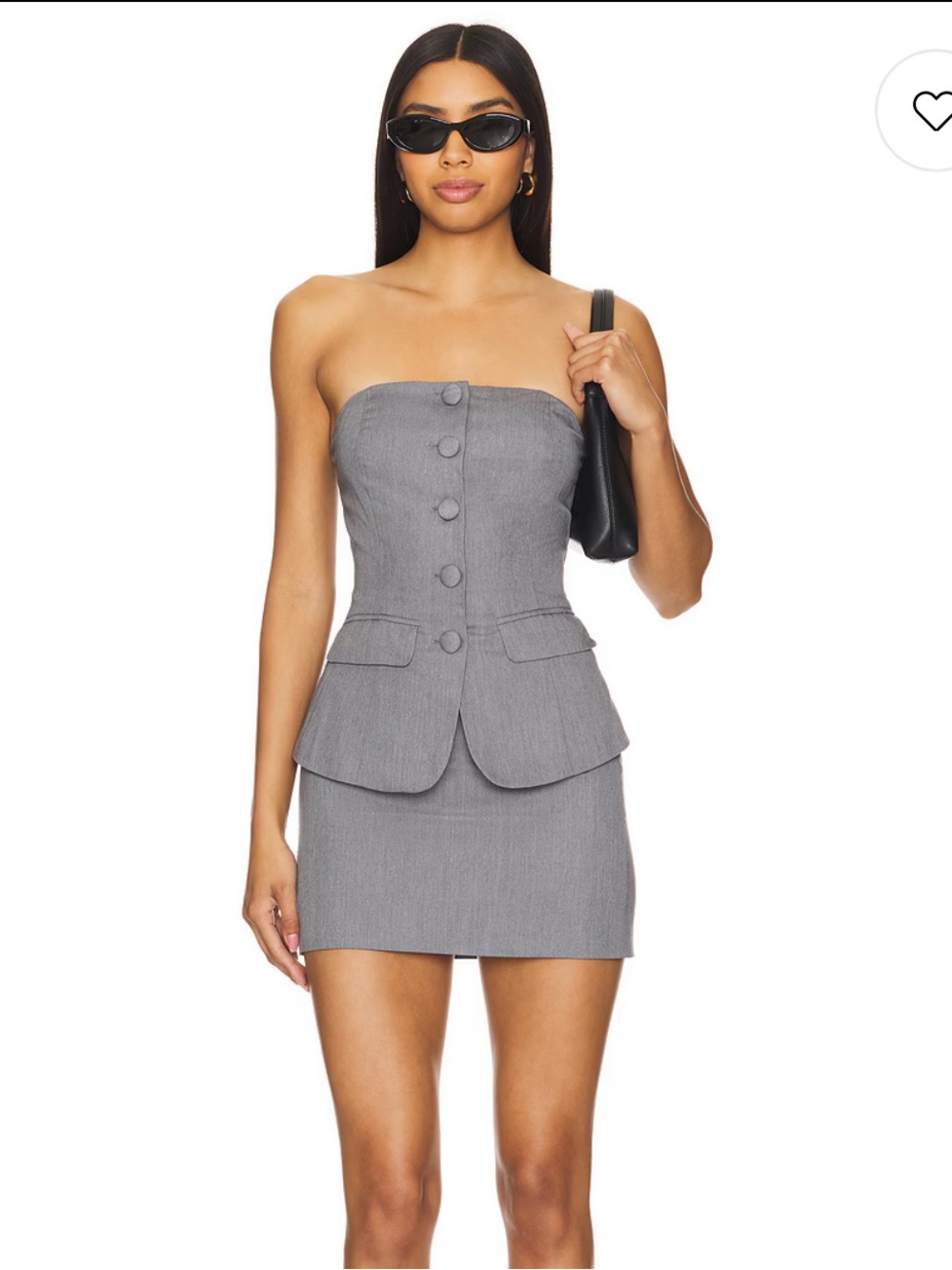 All the Ways Strapless Marni Gray Tailored Mini Skirt Set NWOT